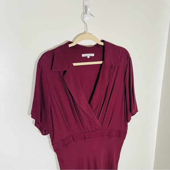 Reformation Danika Midi Dress Prune Red Size 1X - Picture 3 of 9